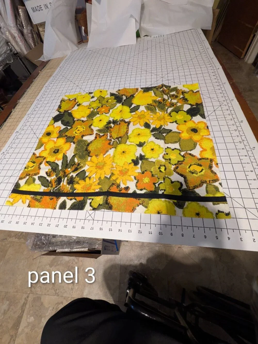 VTG 60s Barkcloth Curtain Panels Set Floral House N Home Chartreuse Yellow Olive